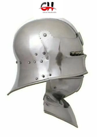 CHk Casque de Chevalier Gothique Médiéval Vintage Sallet Bevor Fait Main en Métal Argenté à Motif Nature Morte Halloween Thanksgiving Mariage