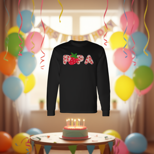 Maglietta a Maniche Lunghe per il Primo Compleanno a Tema Fragola, T-Shirt Promozionale per Festa di Compleanno - Product Image 3
