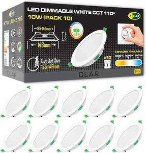 Foco LED Empotrable CLAR, 10W, Aluminio, Diseño Ultra Delgado para Techo, Recorte de 125-145 mm, Acabado Blanco, Garantía de 3 Años - Product Image 1