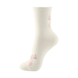 Chaussettes en coton tricoté respirantes pour femmes - Motif imprimé d'icônes mignonnes, design de ruban en nœud, chaussettes quotidiennes coréennes - Icône B - Product Image 2