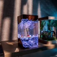 Lampe en époxy personnalisée, lampe en résine époxy, lampe en résine époxy personnalisée, lampe en bois et résine, veilleuse personnalisée, cadeau fait main, anniversaire