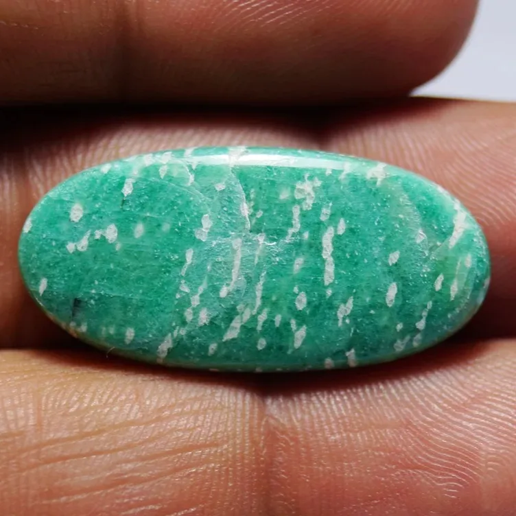 Batu permata cabochon Amazon ukuran besar alami batu permata polesan Amazonite halus batu Oval bentuk Amazonite untuk membuat perhiasan