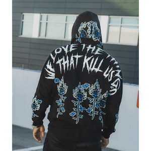 Thermal Premium de alta calidad de gran tamaño Dtf impreso sudaderas con capucha sin cordón hombres Unisex personalizado serigrafía jerseys Sudadera con capucha - Product Image 3