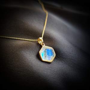 จี้ทอง14K ทรงหกเหลี่ยมสีรุ้งธรรมชาติจี้ทองขนาด11x11มม. สำหรับผู้หญิงจากโรงงานขายส่ง - Product Image 5