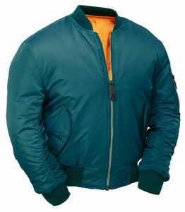 Blouson aviateur en nylon bleu foncé pour homme, vêtements d'hiver à col montant brodés et coupe-vent de style High Street avec logo sur le devant - Product Image 1