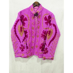 Veste blazer bohème pour femmes en coton Khadi, écologique, réversible, matelassée, patchwork, logo personnalisé, XXL, automne-hiver - Product Image 1