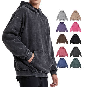 Sweat à capuche personnalisé lavé à l'acide 100% coton à fermeture éclair complète pour broderie à impression bouffante pour l'hiver - Product Image 1