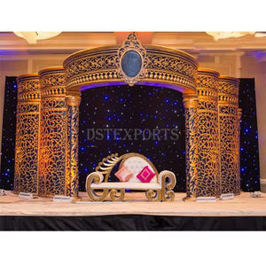 Décor de mariage sud-asiatique Scène de fibre de mariage pour la cérémonie de l'Inde du Sud Scène de mariage de style Haveli romain - Product Image 4