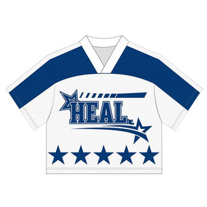 Dernier design Nouveau maillot de sport pour hommes Boxy Polyester respirant Col en V Streetwear Sublimation T-shirt de football surdimensionné - Product Image 1