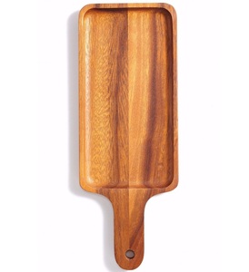 Plateau de service en bois émaillé personnalisé avec poignée double face Plateau rond rectangulaire moderne Décor de salle à manger de cuisine élégant - Product Image 3