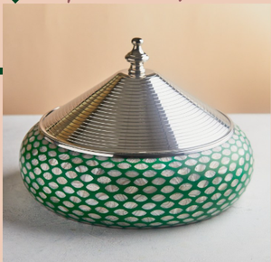 Serveur de nourriture en acier inoxydable et bois de capacité de 3L avec poignée en laiton à motif floral HotCase et casserole HotPot - Product Image 3