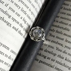 Blue Flash Moonstone Gemstone Silver Ring Handmade Fine Jewelry Wedding Rings For Women Men Gift