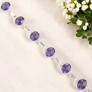 Zircon <b>Gemstone</b> Sterling Silver Tennis <b>Bracelet</b> 7-9 Inch 925 Unique Handmade Luxury September Birthstone Jewelry Gift for Her - Product Image 6