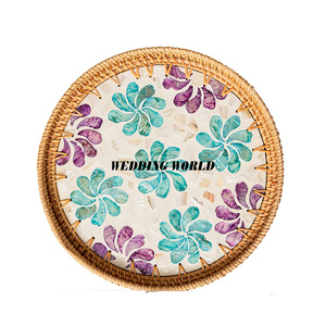 ชุดถาดเสิร์ฟหวายทรงกลม2ชิ้นถาดเสิร์ฟหอยมุกดีไซน์เนอร์ถาดเสิร์ฟหวายแฟนซีปรับขนาดได้ตามต้องการ - Product Image 5