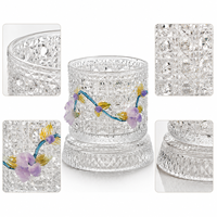 Copa de Vino Giratoria de Lujo con Diseño Floral de Cristal, Vaso Texturizado para Vino, Whisky, Cócteles y Regalos