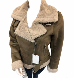 เสื้อแจ็คเก็ตฤดูหนาวคุณภาพสูง ซับในแบบฟองอากาศ ซิปยาว สีเบจ ผู้หญิง หนังกลับเทียม ขนสองด้าน เสื้อแจ็คเก็ตหนา อุ่น สำหรับฤดูหนาว - Product Image 3