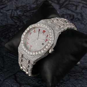 Montre Hip Hop en acier inoxydable avec diamants en moissanite, décontractée et formelle, mouvement à quartz automatique, cadran numérique, pour homme, pour la vie quotidienne - Product Image 3