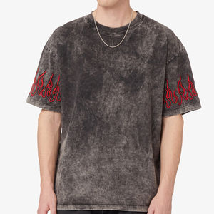 Camiseta Extra Grande para Hombre, Personalizada, de Alta Calidad, 100% Algodón Orgánico, con Bordado Gráfico Vintage, Lavado Ácido - Product Image 5