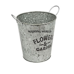 Vintage Galvanized <b>Planter</b> Round Shape <b>Garden</b> Ware Designer <b>Planter</b> High Quality Wholesale Fancy Metal <b>Planter</b> - Product Image 1
