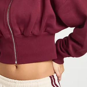 Sweat-shirt uni pour femme Clean Finish, vêtements en gros, prix d'usine, sweat-shirt uni pour femme / manches longues avec fermeture éclair - Product Image 4