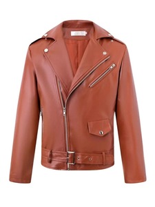 Chaquetas de cuero de vaca para hombre con cremallera delgada nueva moda abrigos casuales de cuero para hombre prendas de vestir chaquetas de cuero - Product Image 3