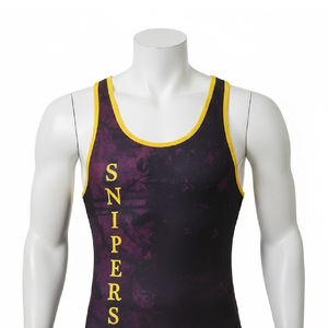 Combinaison de lutte en spandex/nylon de haute qualité, couleur unie, personnalisable avec logo, uniforme de sport - Product Image 2