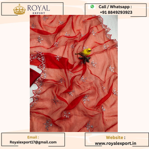 Organza Soie Beau Fil Broderie et Séquence Travail Saree Avec Mono Diamant Chemisier En Soie - Product Image 4