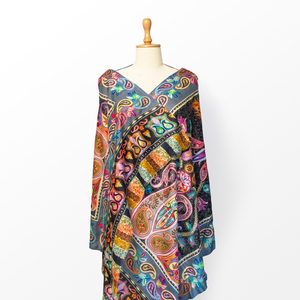 Luxury Hand Made Kalamkari Kani Pashmina <b>Silk</b> Intricate Embroidery Scarf Size 70x200 Cms Premium Handmade Scarf Collection - Product Image 3