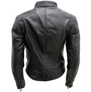 Veste en cuir véritable pour femme, style motard clouté, noire, coupe ajustée, veste en cuir pour femme - Product Image 4