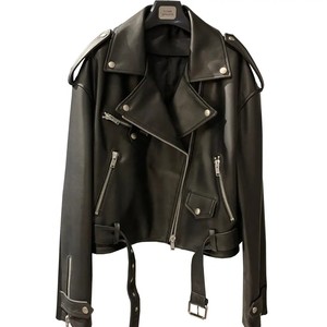 Chaqueta de cuero de motocicleta de moda GAF 2024, chaqueta de cuero para mujer, chaqueta de cuero blanco de piel de oveja auténtica para mujer - Product Image 4