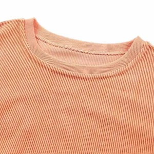 Venta al por mayor de logotipo personalizado en blanco lavado ácido liso de alta calidad con cable de cuello redondo de gran tamaño sudadera de las mujeres - Product Image 6