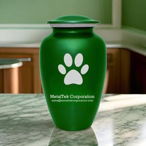 Urna de cremación de Metal verde con estampado de pata blanca para cenizas de mascotas, gato, perro, Animal, cenizas conmemorativas cremadas, tarro de urnas de Metal, urnas para mascotas de bajo precio - Product Image 3