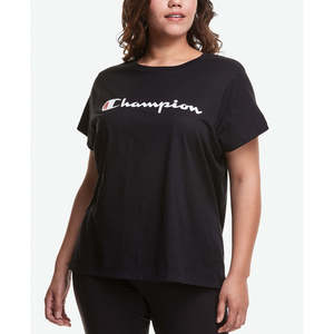 เสื้อยืดครอปแขนสั้น Champion รุ่นคลาสสิค ลายกราฟิก น้ำหนักเบา ระบายอากาศได้ดี สีดำ ไซส์ 4X ทรงพอดีตัว พร้อมโลโก้ สำหรับผู้หญิง - Product Image 1