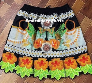 ชุดฮาวายปักลายผลิตในปากีสถาน ราคาถูก คุณภาพสูง ผ้าฝ้าย กระโปรงลำลองสไตล์โพลินีเซียนสำหรับผู้หญิง ปักลายสำหรับผู้หญิง - Product Image 3