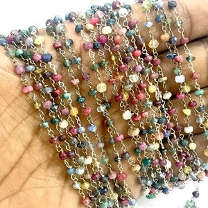 HAYAAT GEMS, cuentas cuadradas de plata 925, piedras preciosas sueltas de turmalina Natural múltiple, cadena con cuentas multicolor, joyería - Product Image 1