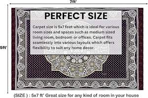 Chenille Carpet 5x7 <b>Feet</b> | Soft Velvet Rug for Living Room, Hall & Bedroom | Floor Carpet for Home | Designer Dari for Floor - Product Image 6