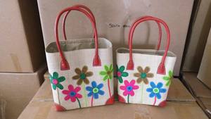 Madagascar <b>raffia</b> tote <b>bag</b> color embroidery leather handles corners drawstring closure inside <b>raffia</b> pocket large medium <b>small</b> - Product Image 2
