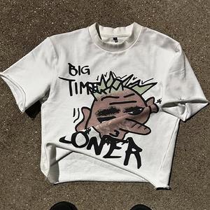 Camisetas de algodón de corte holgado y estilo urbano con logotipo personalizado del fabricante, estampado y bordado, de peso pesado - Product Image 6