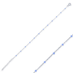 Pulsera de Cadena de Plata de Ley 925 Hecha a Mano en Turquía, con Diseño de Esmalte Color Morado Claro y Baño de Oro, Moderna para Bodas - Product Image 3