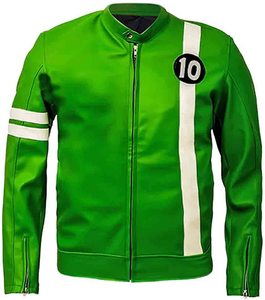 Mens Green Ben-10 Movie Leather Jacket