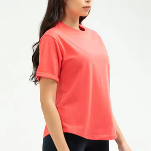 เสื้อยืดลำลองไหล่ตกขนาดใหญ่สำหรับผู้หญิงเสื้อยืดผ้าฝ้าย100% เรียบไซส์ใหญ่พิเศษออกแบบได้ตามต้องการ - Product Image 6