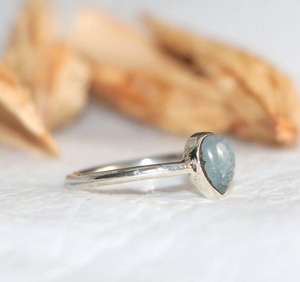 แหวนเงินแท้ 925 ประดับพลอยอะความารีน แหวนทำมือ ของขวัญสำหรับเธอในเดือนมีนาคม - Product Image 3