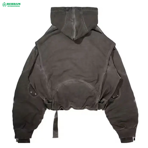 เสื้อฮู้ดดี้ผู้ชายคุณภาพสูง ทรงปกติ แขนยาว ผ้าคอตตอน 100% ตัดเย็บอย่างดี พร้อมเข็มขัดรัดเอว - Product Image 4