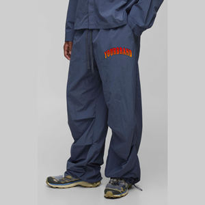 Custom made Hip Pop Stacked <b>Nylon</b> <b>Track</b> men's <b>Pants</b> Streetwear Custom screen printed logo lightweight custom washed man trouser - Product Image 4