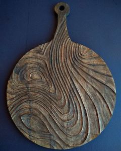 Tabla de cortar de madera quemada tallada geométrica, Decoración de cocina rústica, bandeja de corte ecológica, tabla de preparación de alimentos de madera hecha a mano - Product Image 6