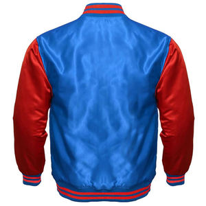 Chaqueta de bombardero de moda para hombre 100% Nylon Satin Winter Varsity Baseball Windbreaker con cuello Letterman Satin Button College Wear - Product Image 4