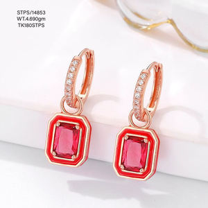 925 <b>Silver</b> Luxury Blue Crystal Jewellery Cz Set Earrings Colourful Enamel <b>Huggie</b> Earrings Gold Plated Pendant Earrings for Women - Product Image 4