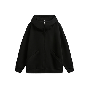 2025 primavera calle alta Retro cuello alto Unisex moda Simple cremallera cárdigan Casual suelta ajuste corto sudaderas con capucha - Product Image 3