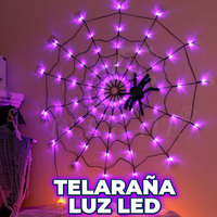 Lampu LED Jaring Laba-laba Halloween Bahan Plastik Bertenaga Baterai untuk Dekorasi Dalam Ruangan, Ciptakan Suasana Seram