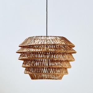 Intricate <b>Rattan</b> Layered Lampshade Handwoven Wicker <b>Pendant</b> Shade Multi Tier Design Statement Hanging <b>Light</b> For Home And Cafe - Product Image 6